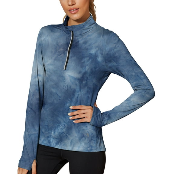 icyzone Quarter Zip Running Tops Long Sleeve Shirts for women