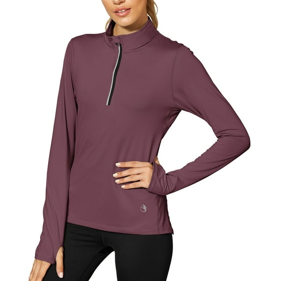icyzone Quarter Zip Running Tops Long Sleeve Shirts for women