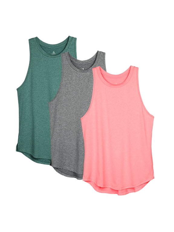 Women's Racerback Workout Tank Tops - Athletic Yoga Tops, Running Exercise Gym Shirts (Pack of 3)
