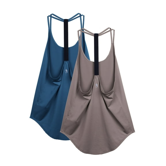 icyzone Workout Shirts Yoga Tops T-Back Running Tank Top