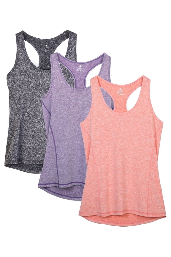 Workout Tank Tops for Women - Racerback Athletic Yoga Tops, Running Exercise Gym Shirts(Pack of 3)