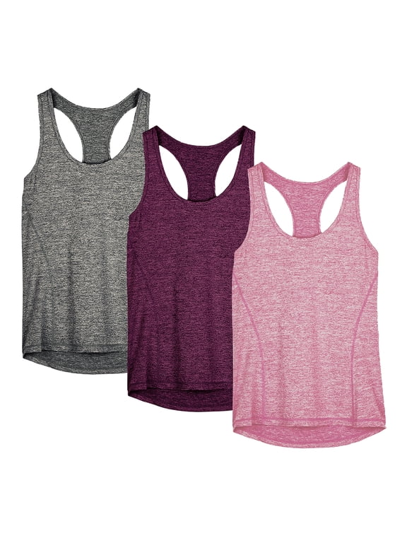 Workout Tank Tops for Women - Racerback Athletic Yoga Tops, Running Exercise Gym Shirts(Pack of 3)