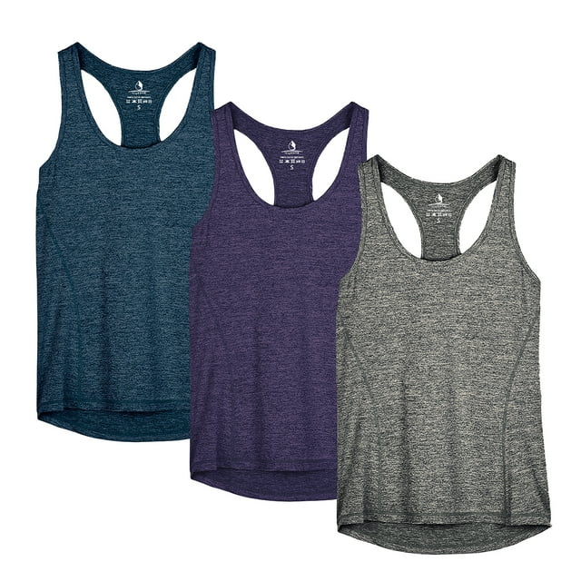 icyzone Workout Running T-shirts voor vrouwen - Fitness Atletische Yoga Tops Oefening Gym Shirts (Pack van 3), Effen zwart/lichtroze/donkergroen, XL