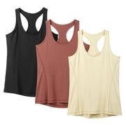 icyzone Workout Tank Tops for Women - Racerback Athletic Yoga Tops, Running Exercise Gym Shirts(Pack of 3)
