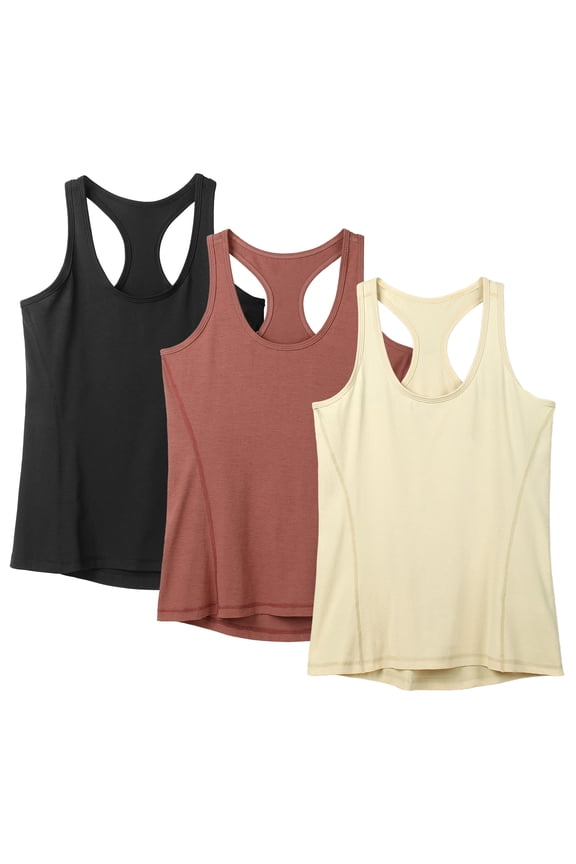 Workout Tank Tops for Women - Racerback Athletic Yoga Tops, Running Exercise Gym Shirts(Pack of 3)