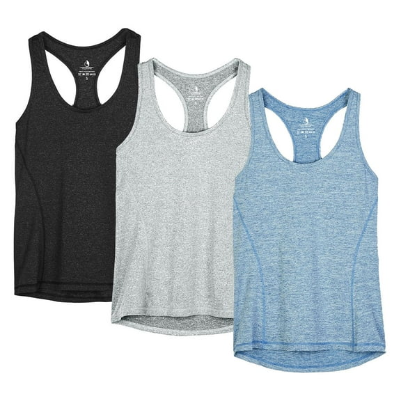 icyzone Workout Tank Tops for Women - Racerback Athletic Yoga Tops, Running Exercise Gym Shirts(Pack of 3)