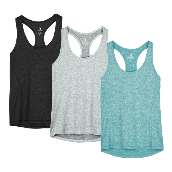 icyzone Workout Tank Tops for Women - Racerback Athletic Yoga Tops, Running Exercise Gym Shirts(Pack of 3)