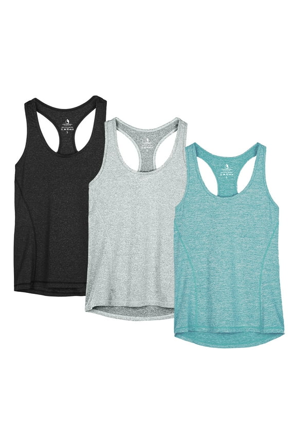 icyzone Workout Tank Tops for Women - Racerback Athletic Yoga Tops, Running Exercise Gym Shirts(Pack of 3)