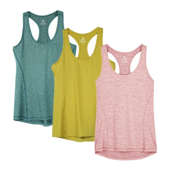 icyzone Workout Tank Tops for Women - Racerback Athletic Yoga Tops, Running Exercise Gym Shirts(Pack of 3)