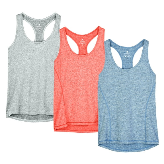 icyzone Workout Tank Tops for Women - Racerback Athletic Yoga Tops, Running Exercise Gym Shirts(Pack of 3)