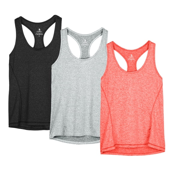 icyzone Workout Tank Tops for Women - Racerback Athletic Yoga Tops, Running Exercise Gym Shirts(Pack of 3)