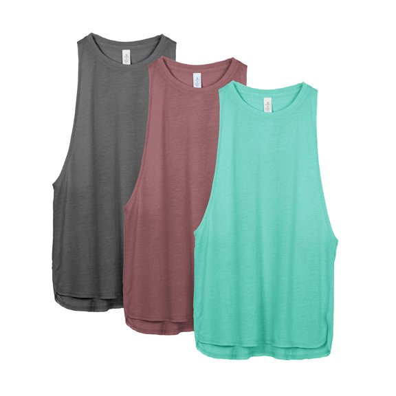 icyzone Workout Tank Tops for Women - Running Muscle Tank Sport Exercise Gym Yoga Tops Athletic Shirts(Pack of 3)