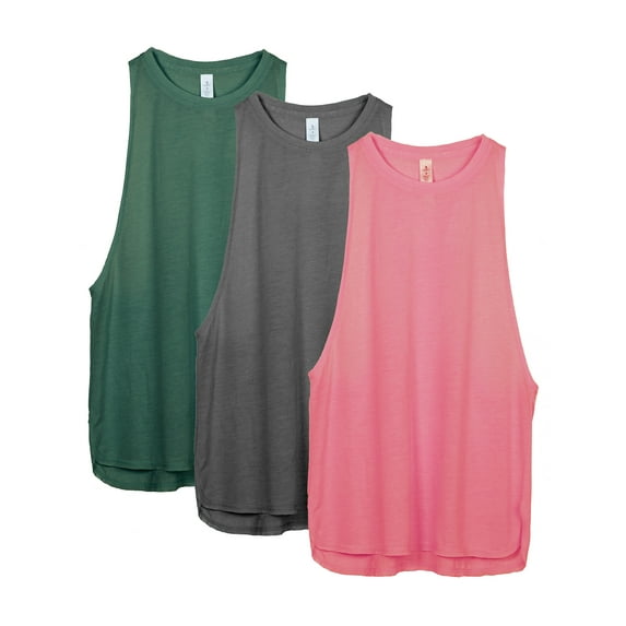 icyzone Workout Tank Tops for Women - Running Muscle Tank Sport Exercise Gym Yoga Tops Athletic Shirts(Pack of 3)