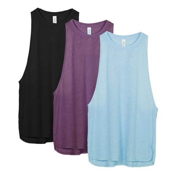 icyzone Workout Tank Tops for Women - Running Muscle Tank Sport Exercise Gym Yoga Tops Athletic Shirts(Pack of 3)