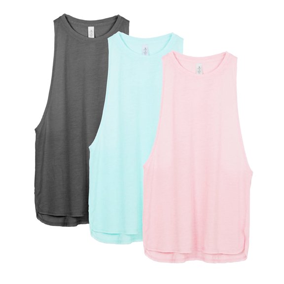 icyzone Workout Tank Tops for Women - Running Muscle Tank Sport Exercise Gym Yoga Tops Athletic Shirts(Pack of 3)