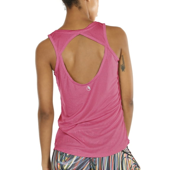 icyzone Yoga Tops Activewear Workout Clothes Open Back Fitness Racerback Tank Tops for Women