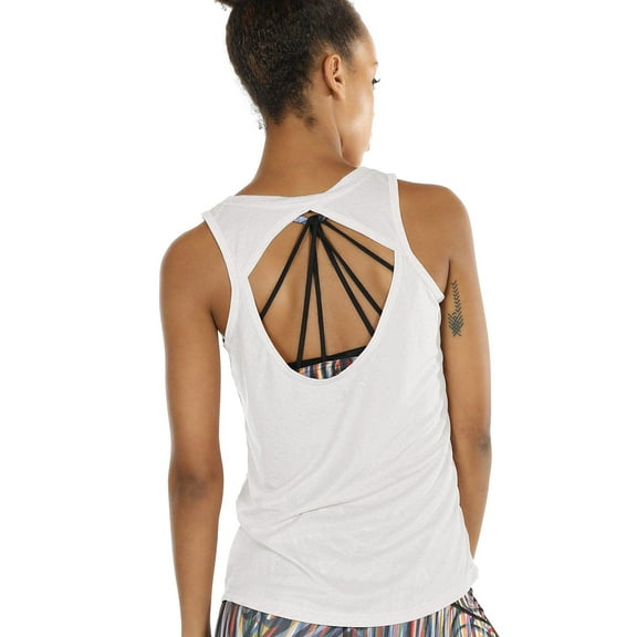 icyzone Yoga Tops Activewear Workout Clothes Open Back Fitness Racerback Tank Tops for Women