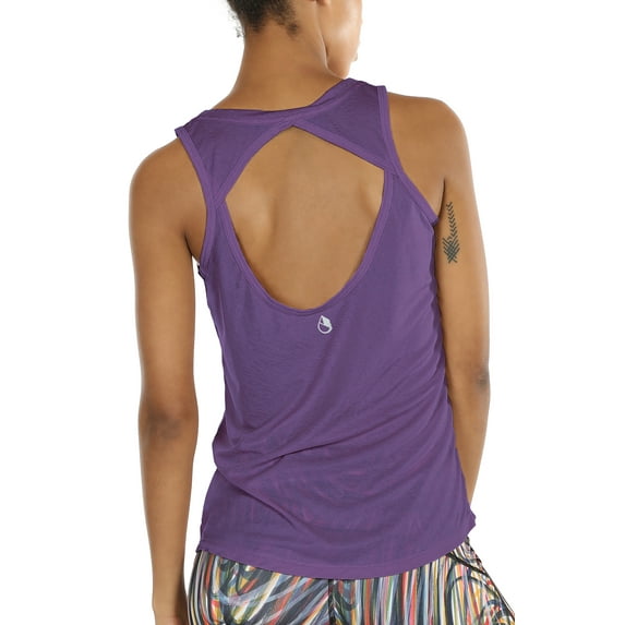 icyzone Yoga Tops Activewear Workout Clothes Open Back Fitness Racerback Tank Tops for Women