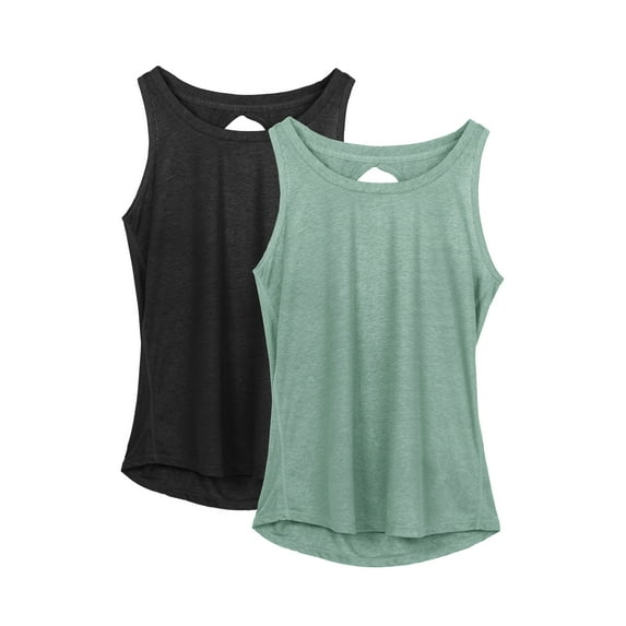 icyzone Yoga Tops Activewear Workout Clothes Open Back Fitness Racerback Tank Tops for Women