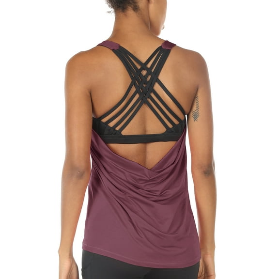 icyzone Yoga Tops Workouts Clothes Activewear Built in Bra Tank Tops for Women
