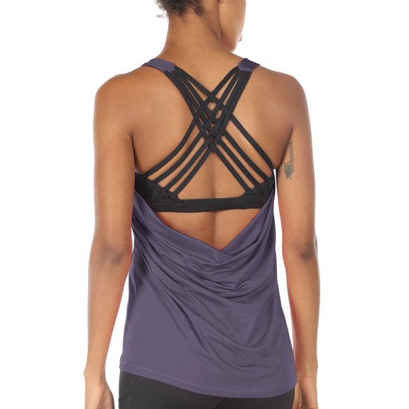 icyzone Yoga Tops Workouts Clothes Activewear Built in Bra Tank Tops for Women