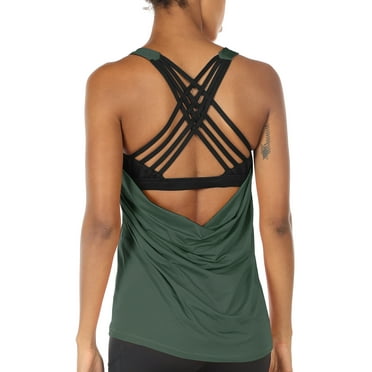 icyzone Yoga Tops Workouts Clothes Activewear Built in Bra Tank Tops for Women