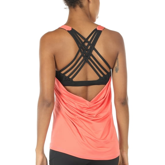icyzone Yoga Tops Workouts Clothes Activewear Built in Bra Tank Tops for Women