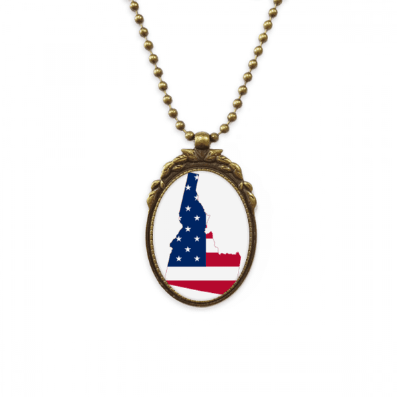 idaho amemap stars stripes flag antique necklace vintage bead pendant keychain