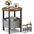 thumbnail image 1 of ide Table, Small Round End Table with Fabric Basket, Set of 2 Half Round Side Table Half Moon Tables, Accent Coffee Table, Tea Sofa Tables Nightstand for Living Room Bedroom Small Space, 1 of 9