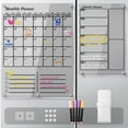 thumbnail image 1 of ideaTech Acrylic Magnetic Dry Erase Calendar for Fridge, 2 in 1 Clear Weekly Monthly Planner Whiteboard Calendar to Do List Board for Refrigerator Kitchen Menu Board Meal Planner (2 Pack, Black), 1 of 7