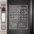 thumbnail image 1 of Clear Acrylic Magnetic Calendar for Refrigerator- Sleek Dry Erase Board & Chore Chart for Fridge, Perfect Family Organizer, Includes 5 High-Contrast Markers for Stainless Steel & White Kitchens, 1 of 7