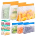 thumbnail image 1 of Reusable Gallon Freezer Bags - BPA Free, Leakproof & Dishwasher Safe Sandwich Bags, Stand Up Food Storage Bags for Meal Prep, Marinating Meats, Kitchen Organization- 12 Pack, 1 of 8