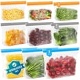 thumbnail image 1 of IDEATECH Reusable Freezer Bags Dishwasher Safe, Leakproof Reusable Gallon Bags, BPA Free Food Storage Sandwich Baggies for Lunch Travel(3 Gallon 3 Sandwich 3 Snack,Colored), 1 of 9