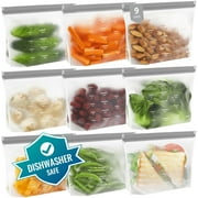 ideaTech Reusable Food Storage Bags, 9 Count Sandwich bags Leakproof Ziplock Freezer Bags