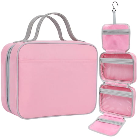ideaTech Travel Toiletry Bag for Women, Portable Hanging Organizer with Generous Space for Toiletries and Cosmetics, Makeup Bag Travel Accessories