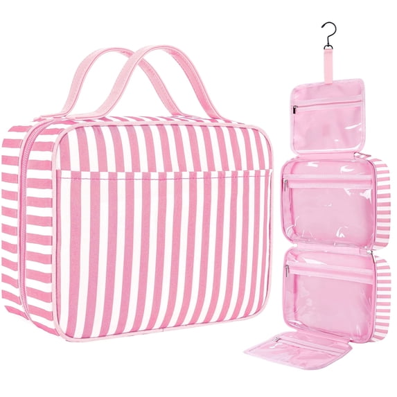 ideaTech Travel Toiletry Bag for Women, Portable Hanging Organizer with Generous Space for Toiletries and Cosmetics, Makeup Bag Travel Accessories