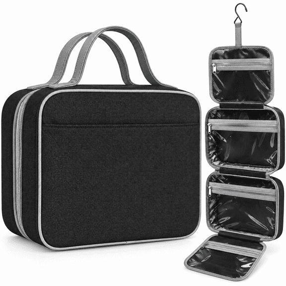 ideaTech Travel Toiletry Bag for Women, Portable Hanging Organizer with Generous Space for Toiletries and Cosmetics, Makeup Bag Travel Accessories