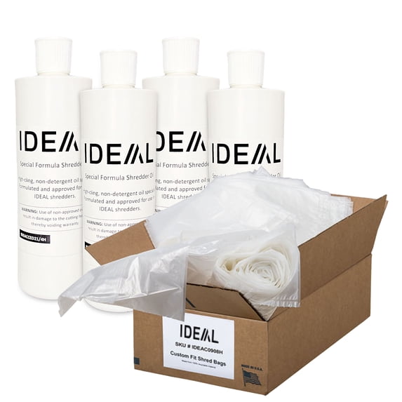 ideal. Shredder Oil and Bag Kit for Large Shredders, 56 Gallon Bags (80 Count) and 4 Pints of Shredder Oil, for ideal. Model 3804 SC, CC, and 4002 SC.