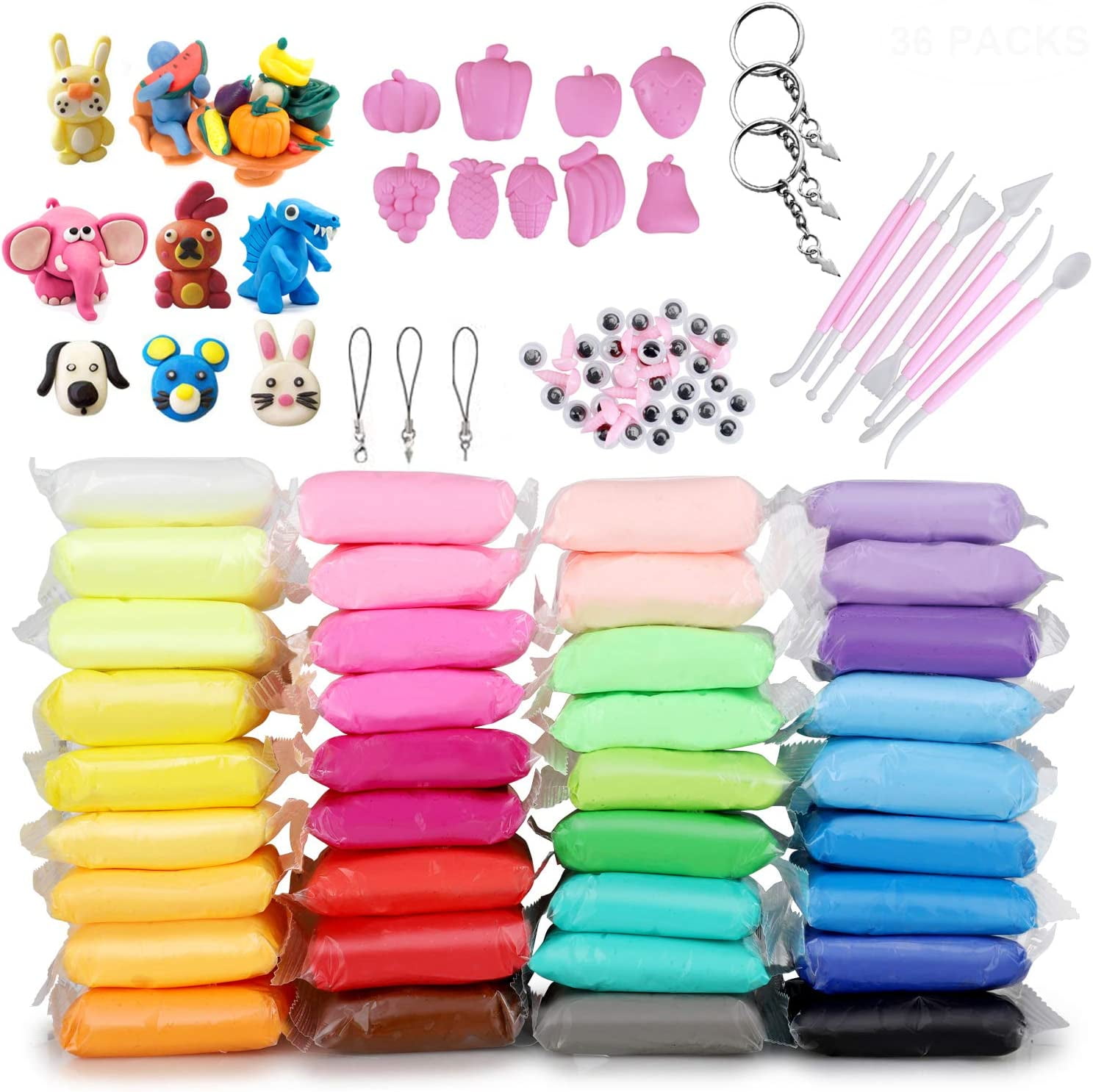 Air Dry Clay 26 Corlors, Modeling Clay for Kids, DIY Soft Magic Clay,  Non-Sticky, Molding Clay with Sculpting Tools and Play Cards, Arts and  Crafts