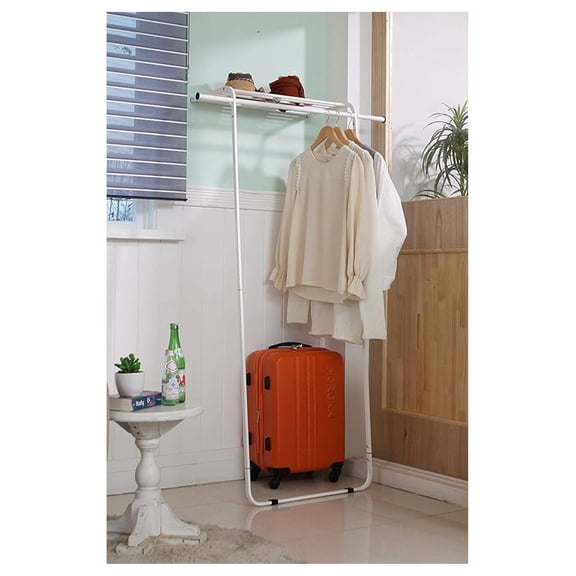 idee Free Standing Leaning Multi-Functional Coat and Shoe Rack, Space-Saving Garment Organizer, EDLR142W