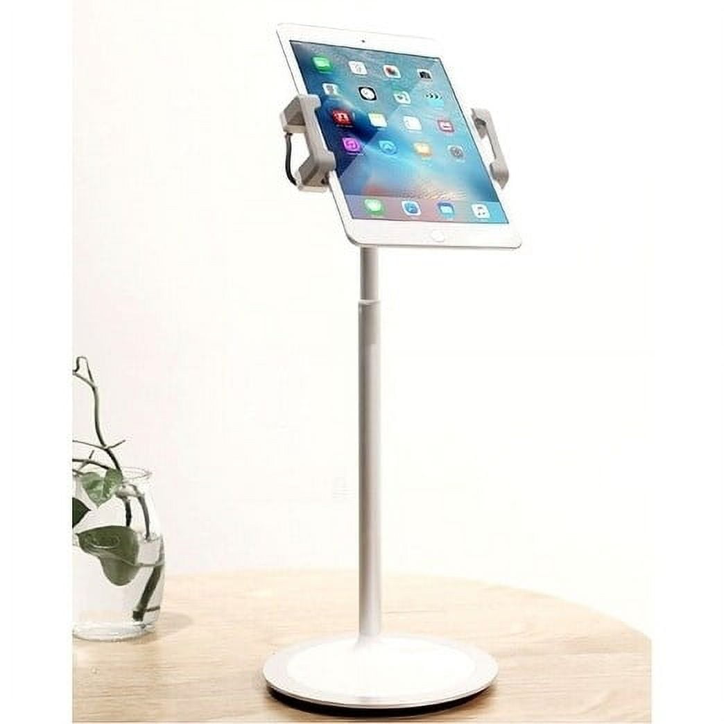 White Adjustable Aluminum Table Stand for Tablets and Smartphones