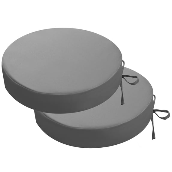 idee-home Round Outdoor Bistro Chair Cushions Set of 2, 15”x15”x 3” Thick Round Seat Cushions with Ties, Waterproof Round Patio Chair Pads for Outdoor Furniture