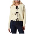 thumbnail image 1 of idosla 2025 Women Bow Tie Front Cardigan Sweaters Fall Winter Long Sleeve Open Front Chunky Knit Sweater Coats (Khaki, M), 1 of 9