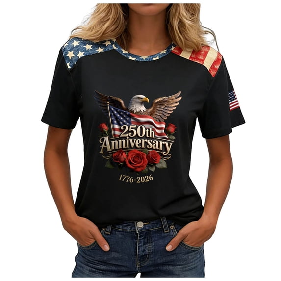 idosla 250 Anniversary USA Shirt Women 250Th Anniversary Tshirt 1776-2026 Patriotic Shirts American Flag Eagle Tops (Wine, 4XL)