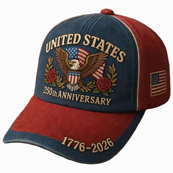 idosla 250th Anniversary USA Hat,1776-2026 Patriot Baseball Cap Adjustable Classic Retro Embroidered Eagle Hat for Men Women Gifts (Navy, One Size)