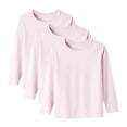thumbnail image 1 of idosla 3-Pack Girls' Long Sleeve Shirts Kids Basic Long Sleeve Solid Color Tees Toddlers' Crew Neck Soft Loose Fall Tops (Blue, 2-3 Years), 1 of 4