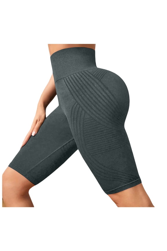 3D Anti Cellulite Leggings for Women Slim Compression Bermuda Short Push-Up Sculpting Yoga Pants Fitness Workout Short (Dark Gray, L)