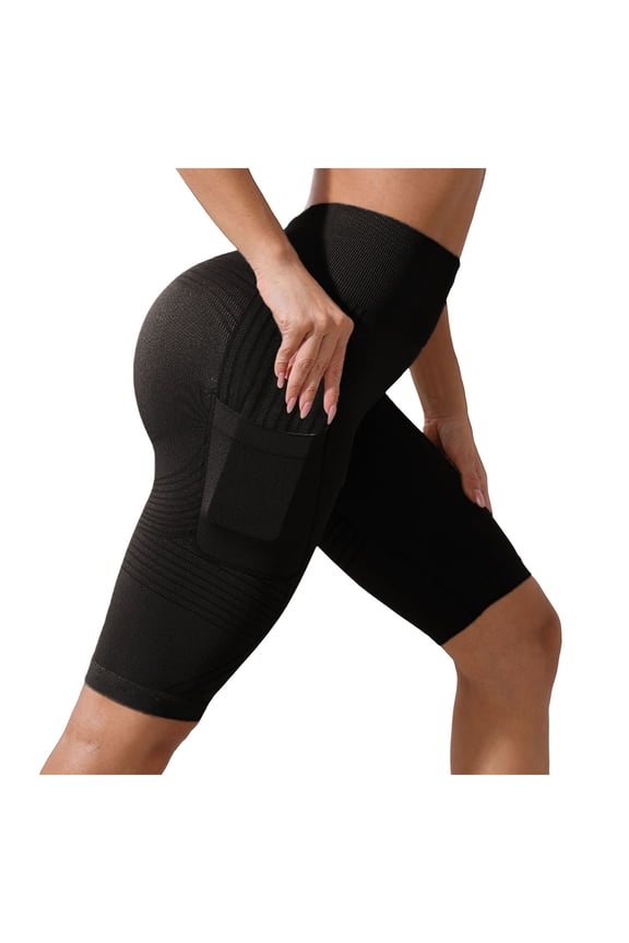 3D Leggings Cellulite Anti Cellulite Shorts Lifting Tummy Control Yoga Pants with Pockets (Black, XL)