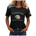 thumbnail image 1 of idosla American 250th Anniversary Rhinestone 3D Printed Design Women's T-Shirt Eagle 1776-2026 America Flag Crew Neck Tee (Dark Gray, L), 1 of 6