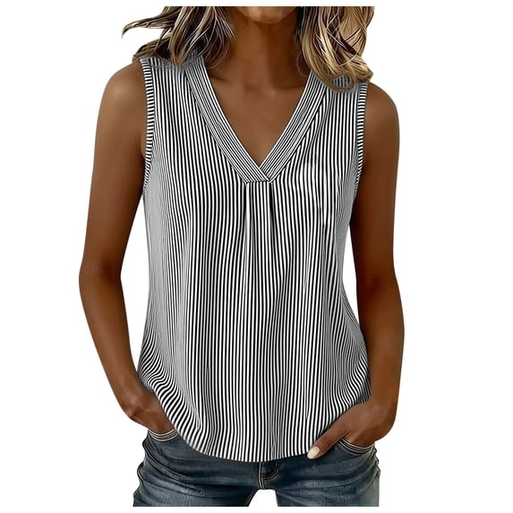 idosla Boho Tops for Women Teen Girl Trendy Print V Neck Sleeveless Tank Tops Casual Basic Tees Lightweight Shirts Summer Clothes (Grey, M)